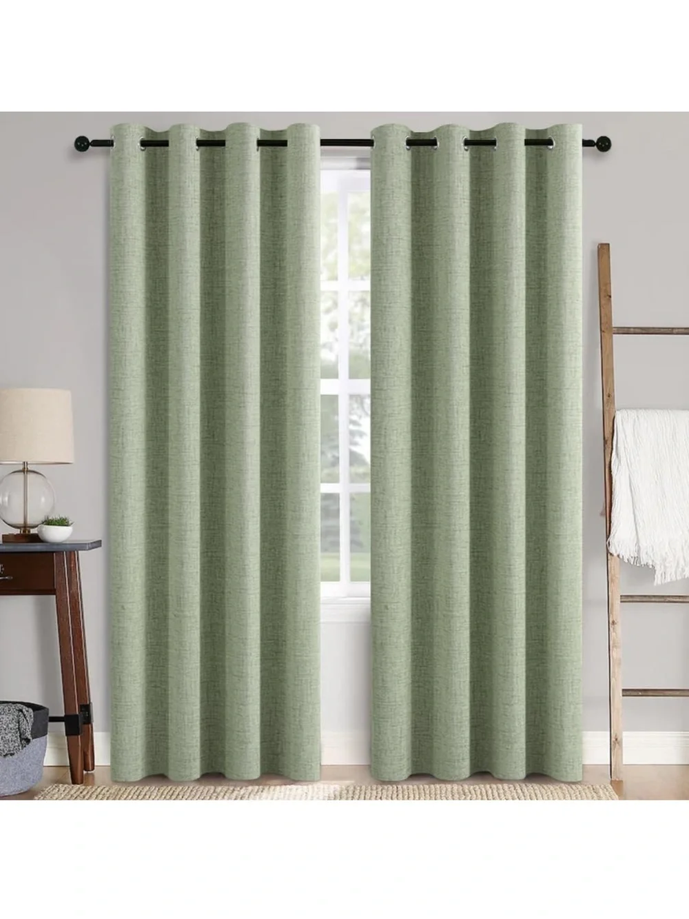 Linen Texture Curtains for Bedroom Solid 100% Blackout Thermal Insulated